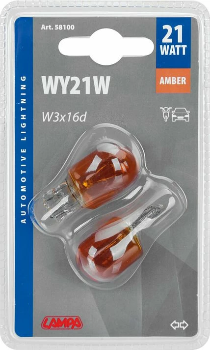 Lampa 12v21w W3x16d Portokall Blister