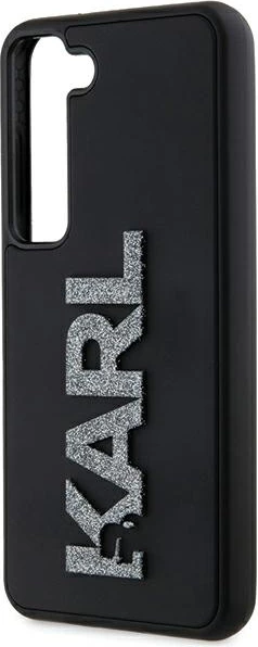 Mbështjellës Karl Lagerfeld 3D Rubber Glitter Logo për Samsung Galaxy S24, i zi
