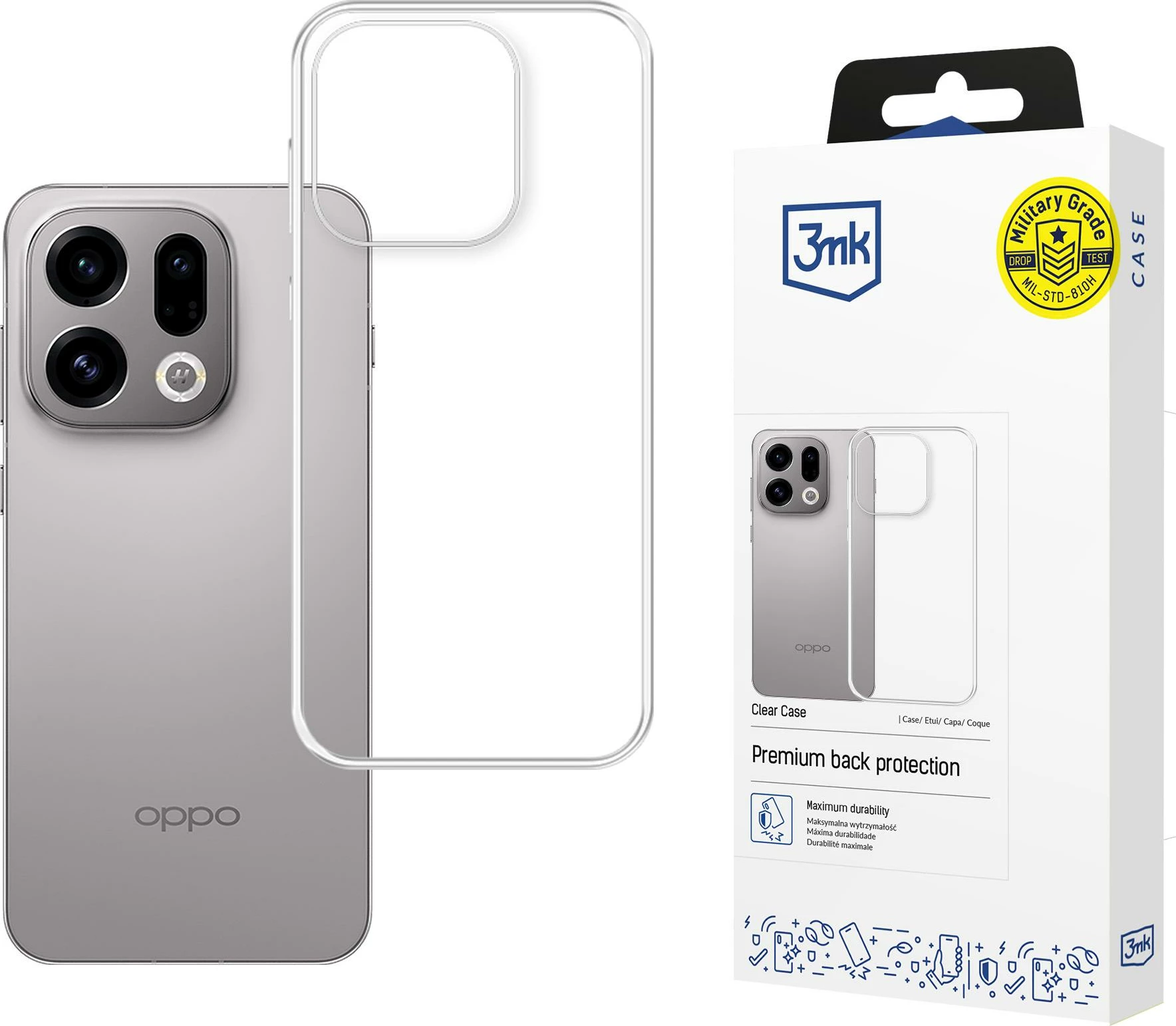Mbështjellës 3mk Clear Case për Oppo Find X9, Absorber125, transparent, në kuti