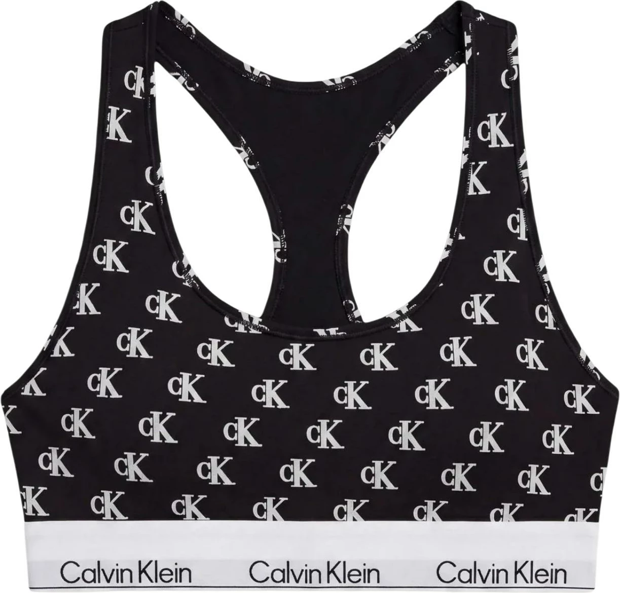 Sutjenë bralette pa mbushje për femra Calvin Klein Underwear LV00QF8493, e zezë-bardhë