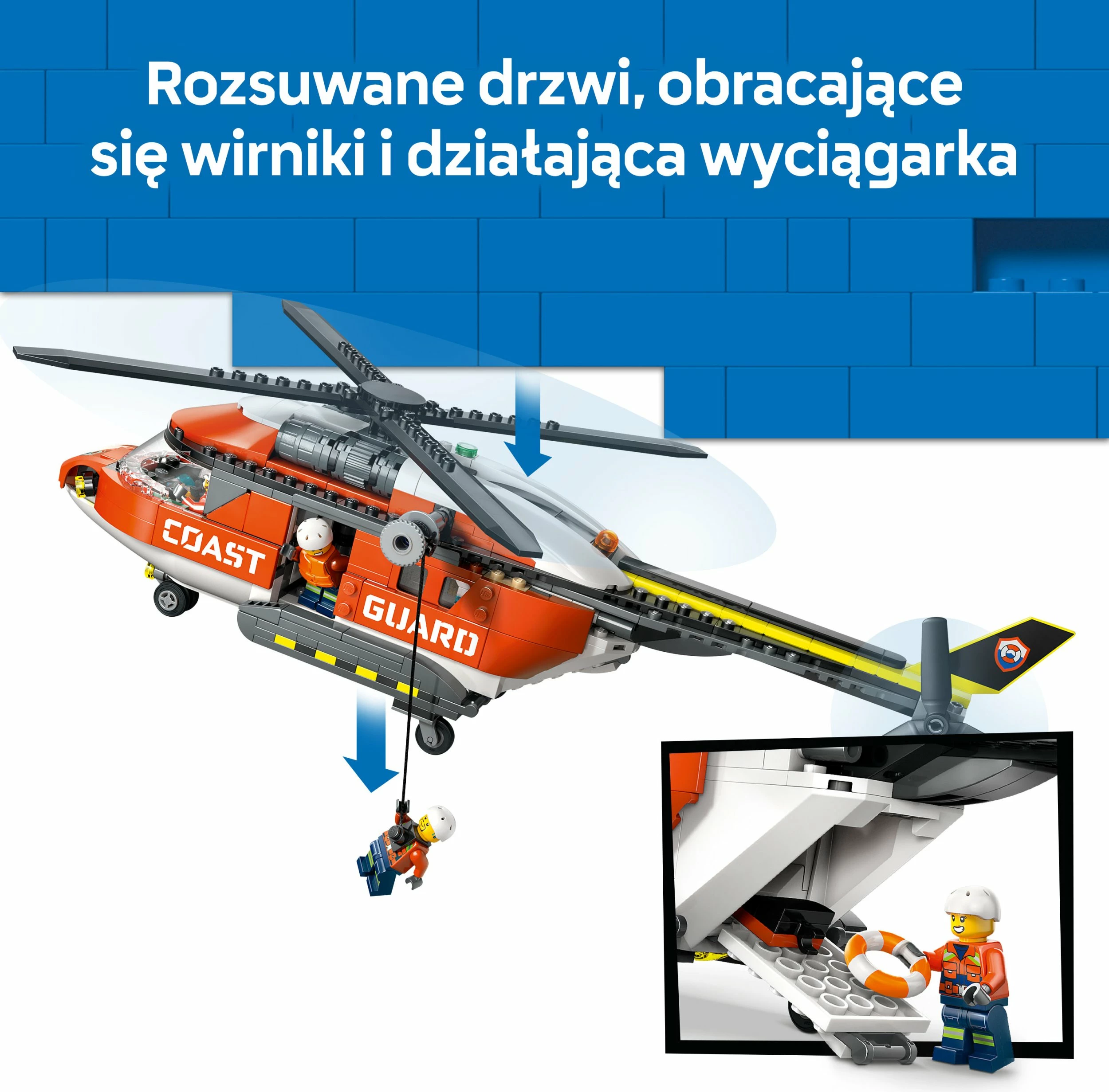 Set LEGO City LEGO Coast Guard Helicopter 60503, 551 copë, 7+, e kuqe/portokalli