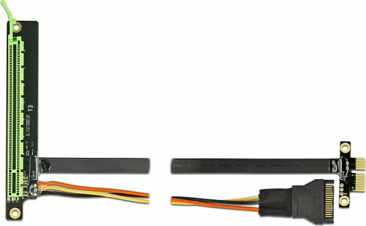 Riser Card PCIe DeLOCK x4 në x4, kabllo fleksibile 30cm, e zezë/gjelbër