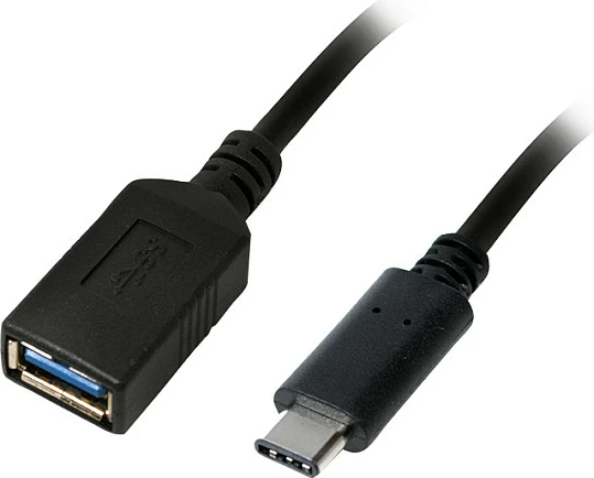 Adapter LogiLink USB-A (femër) në USB-C (mashkull), 0.15 m, i zi
