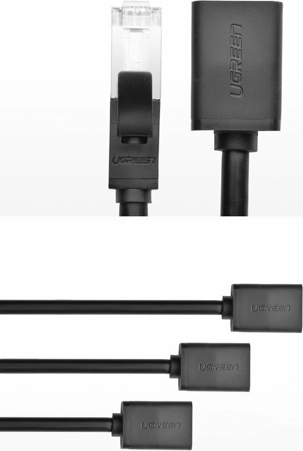 Kabllo rrjeti Ugreen NW112 11282, RJ45 (femër) - RJ45 (mashkull), Cat. 6, 3m, e zezë