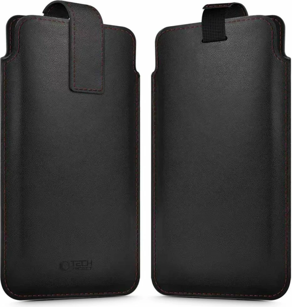 Mbështjellës për celular Tech-Protect SM65, për 6.0–6.9", eko-lëkurë, 170×100 mm, zi/kuqe, 1 copë