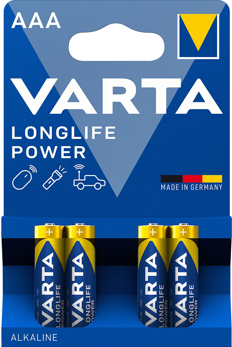 Bateri VARTA Longlife Power 4903/4B, AAA Alkaline 1.5V, 4 copë, blu/ari