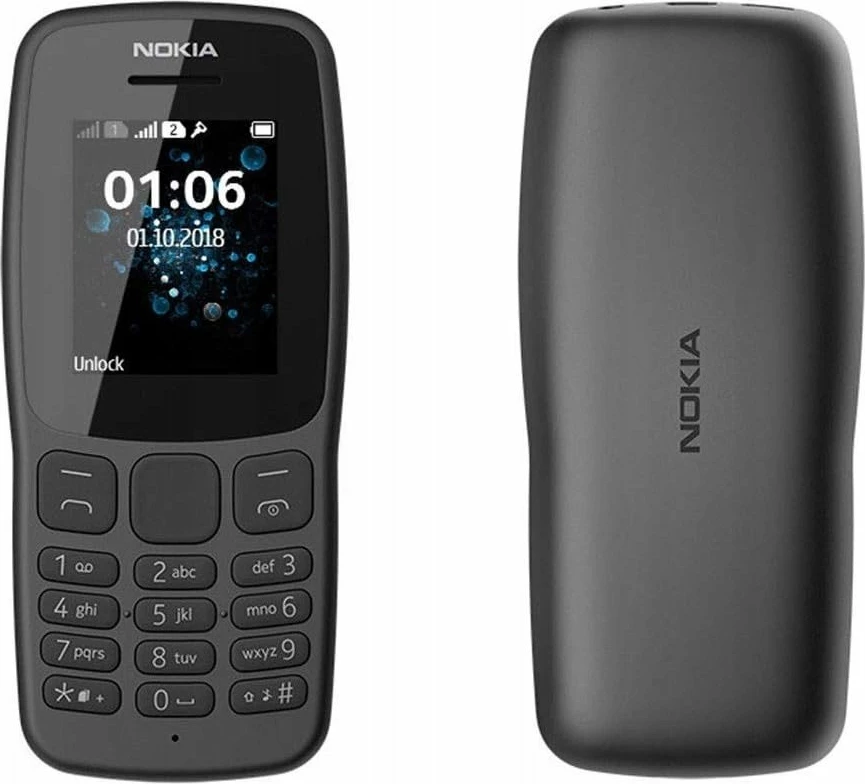 Celular Nokia 106 2018 2" Dual SIM 2GB/4MB 3G USB-C, Gri