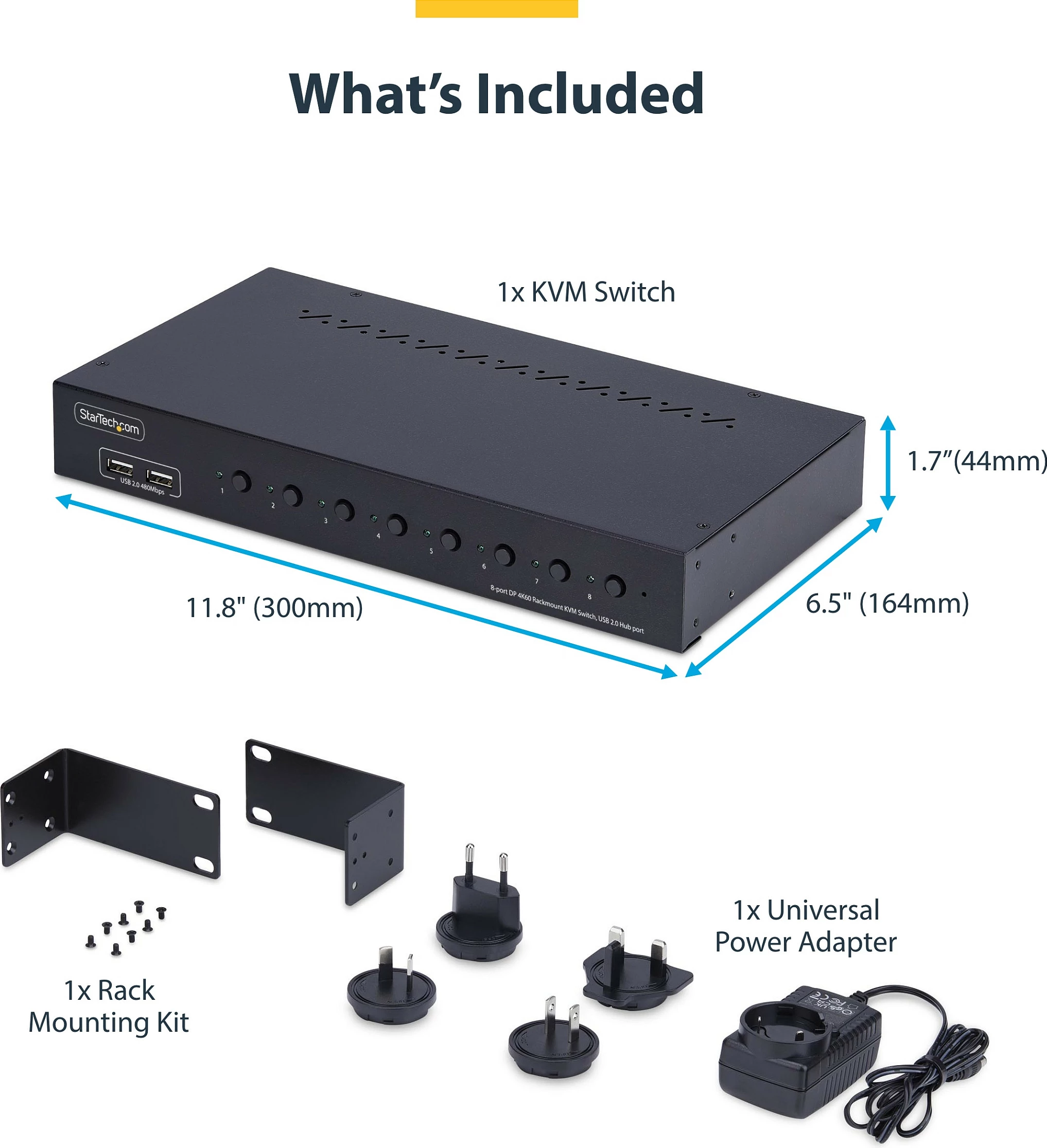 Switch KVM DisplayPort StarTech 8-Port, DP 1.2, 4K 60Hz, 1U Rack, i zi