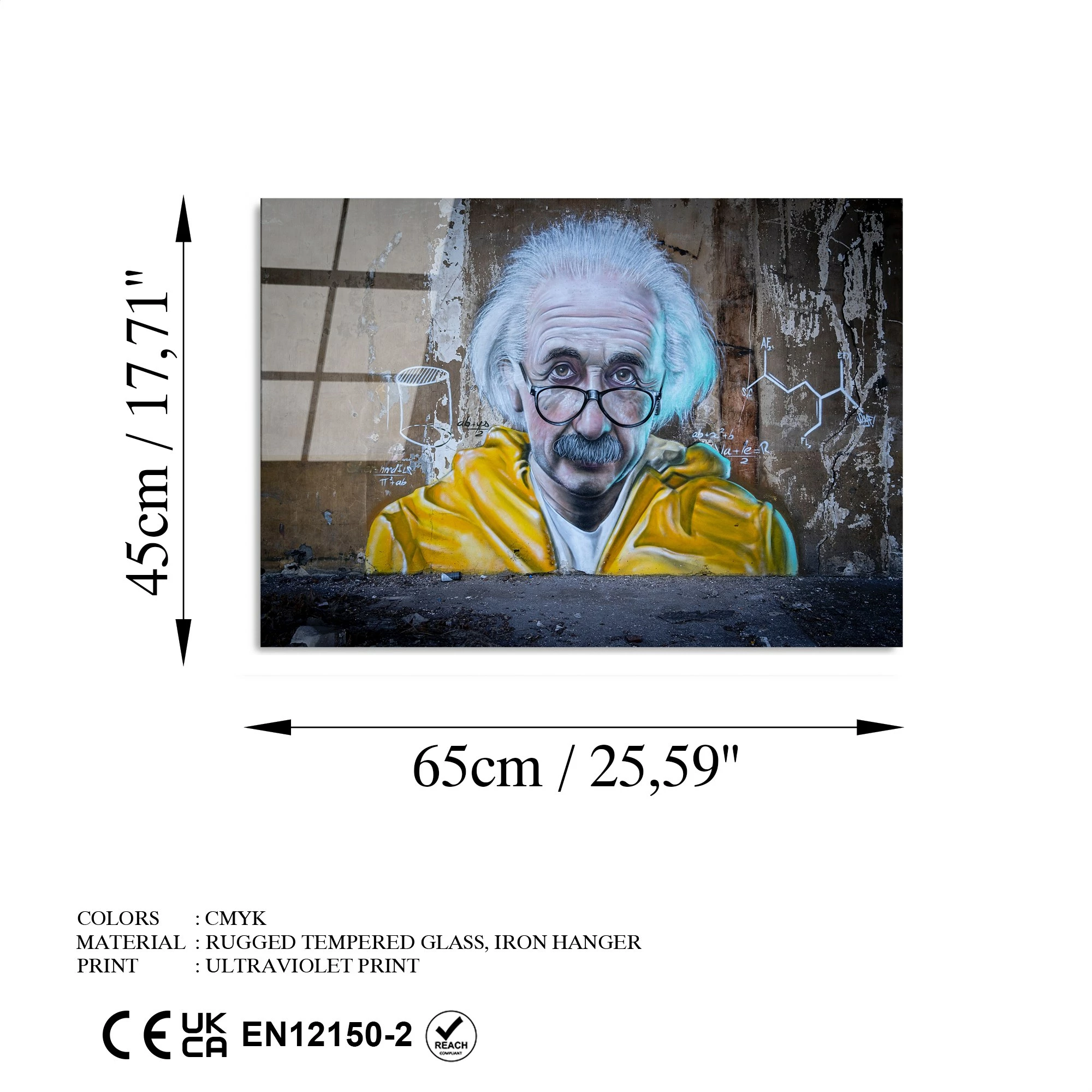 Pikturë dekorative xhami e temperuar, Banksy, shumëngjyrëshe, 45x65cm