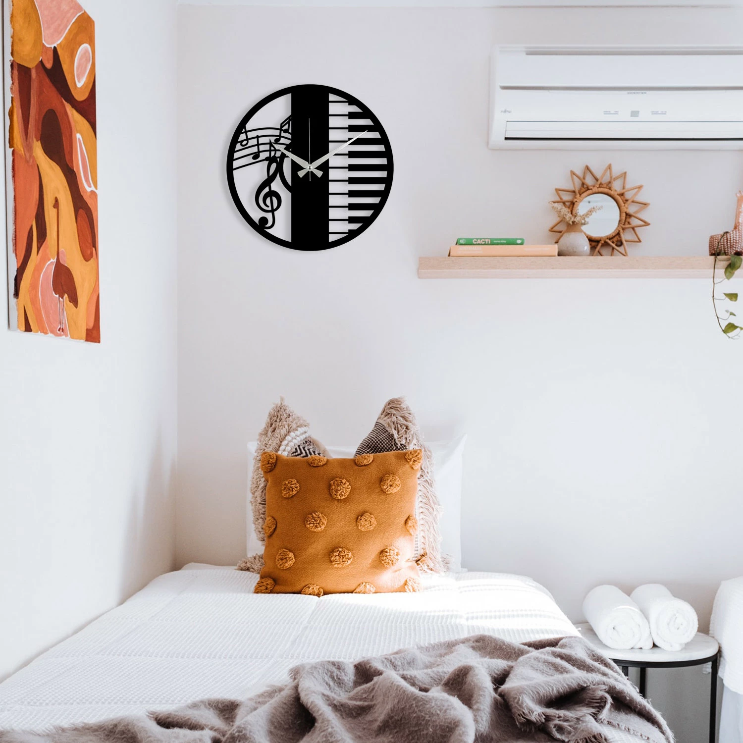 Orë muri dekorative prej metali, Wallity Enzoclock - S008, e zezë, 48x48cm