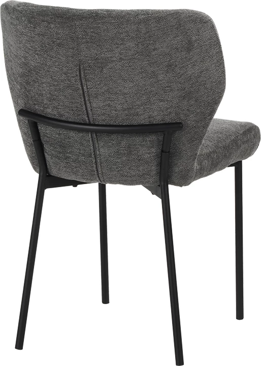 Karrige Mavier, set prej 2 copësh, stof gri, këmbë metalike të zeza, 48x61.5x82cm