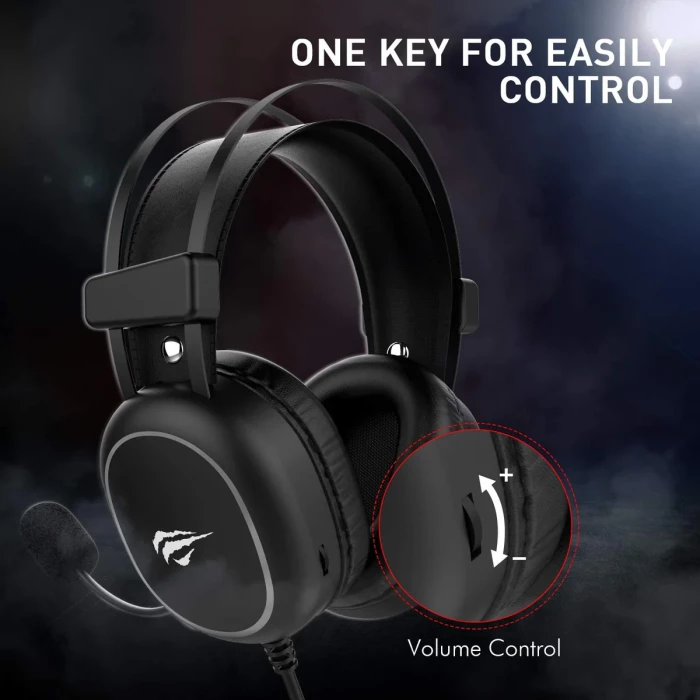 Kufje gaming HAVIT Gamenote HV-H2016D, me mikrofon, RGB LED, 50mm, kabllo 2m, 2x 3.5mm + USB (vetëm për drita), të zeza