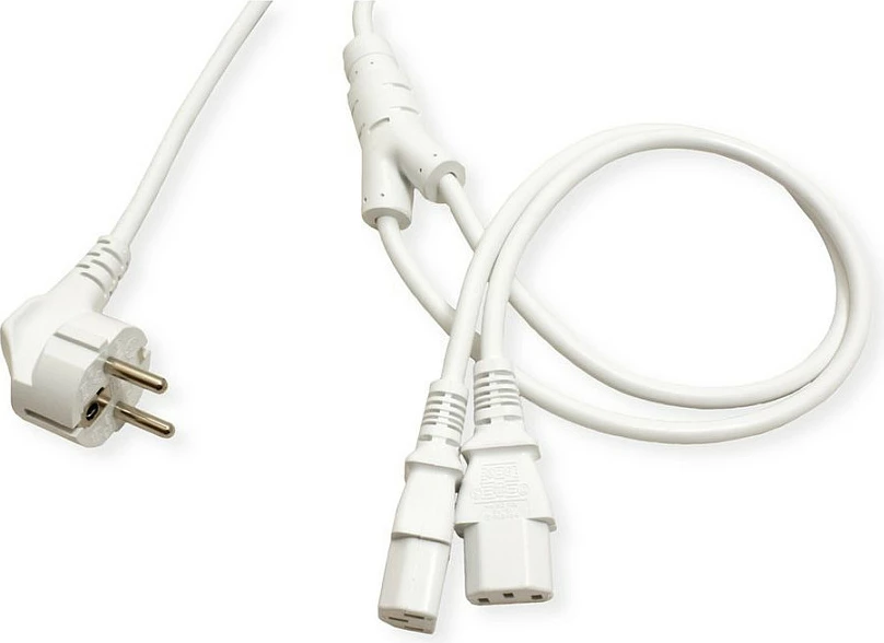 Kabllo rryme ROLINE 19.08.1023, 2 m, Schuko (CEE7/7) në 2x IEC C13, 250 V 10 A, e bardhë