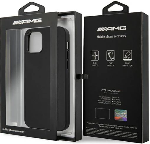 Mbështjellës Mercedes AMG AMHCP12LDOLBK për iPhone 12 Pro Max 6.7", lëkurë, i zi