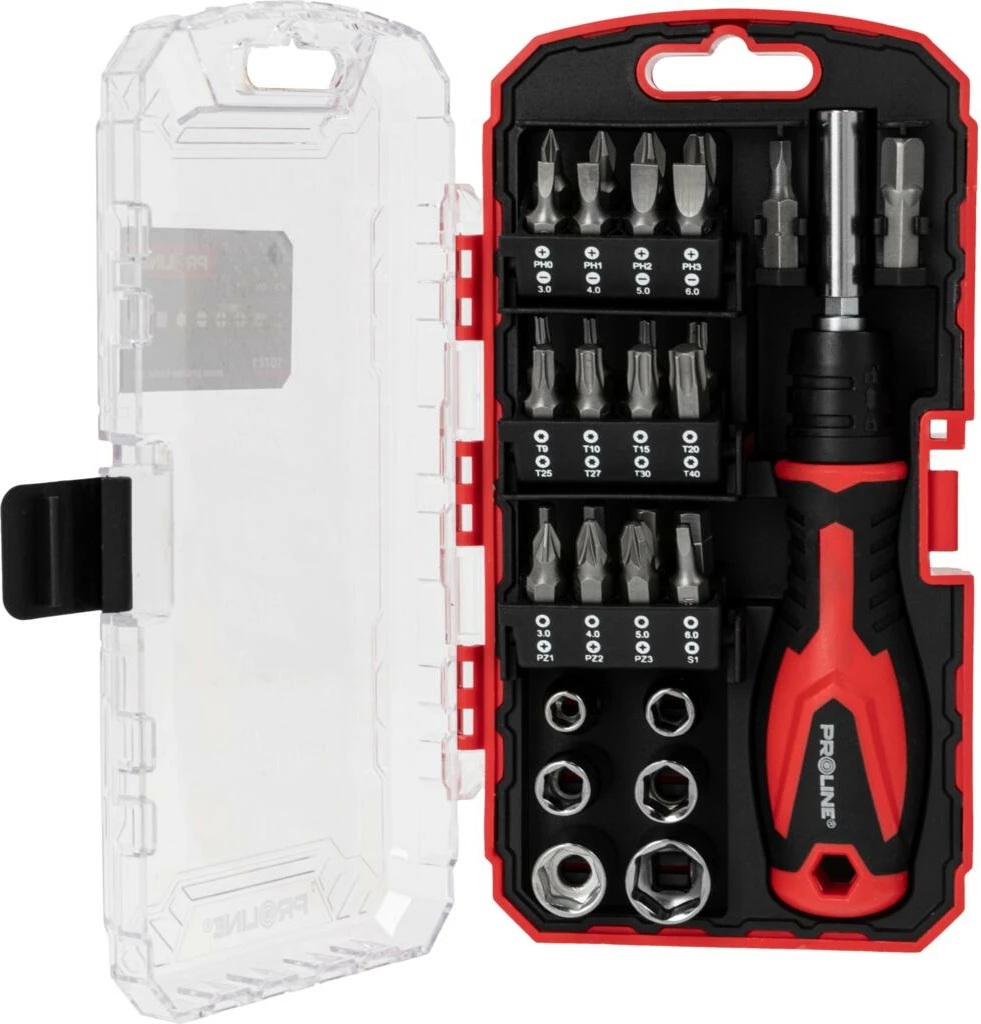 Set soketash dhe bitash me dorezë PROLINE 10721, 33 copë