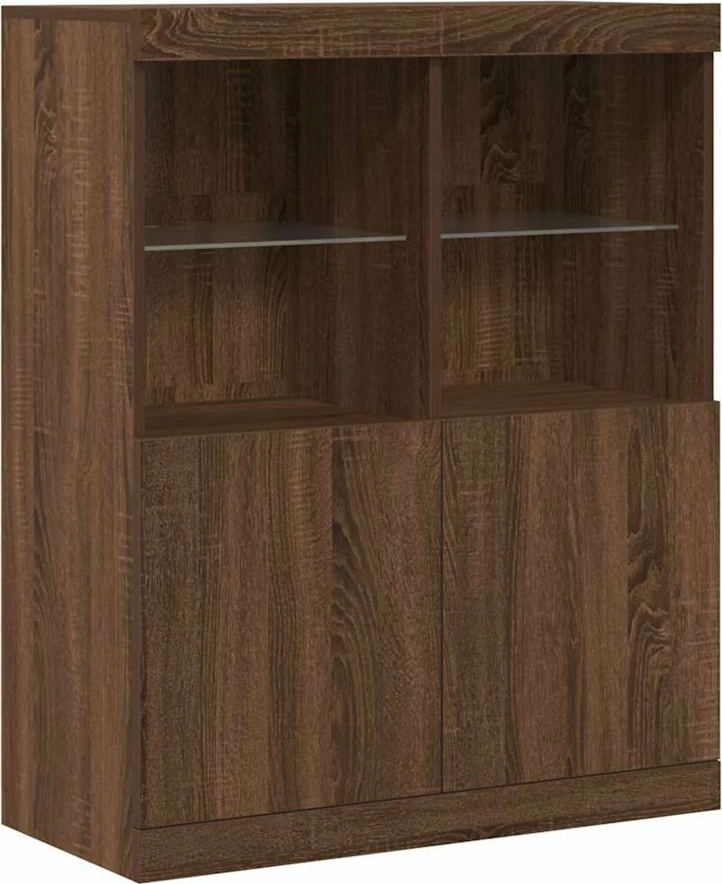 Kabinet vidaXL 81x37x100 cm, 2 dyer, 4 ndarje të hapura, dru kompozit, kafe lis