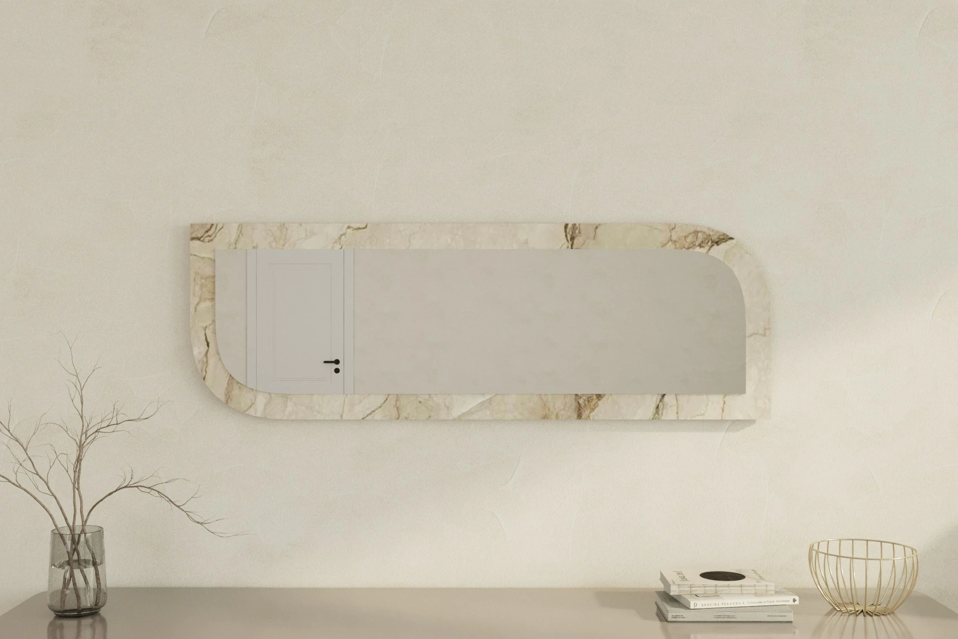 Pasqyrë Hanah Home, Arni, ngjyrë Ephesus dhe mermeri, 40x120cm