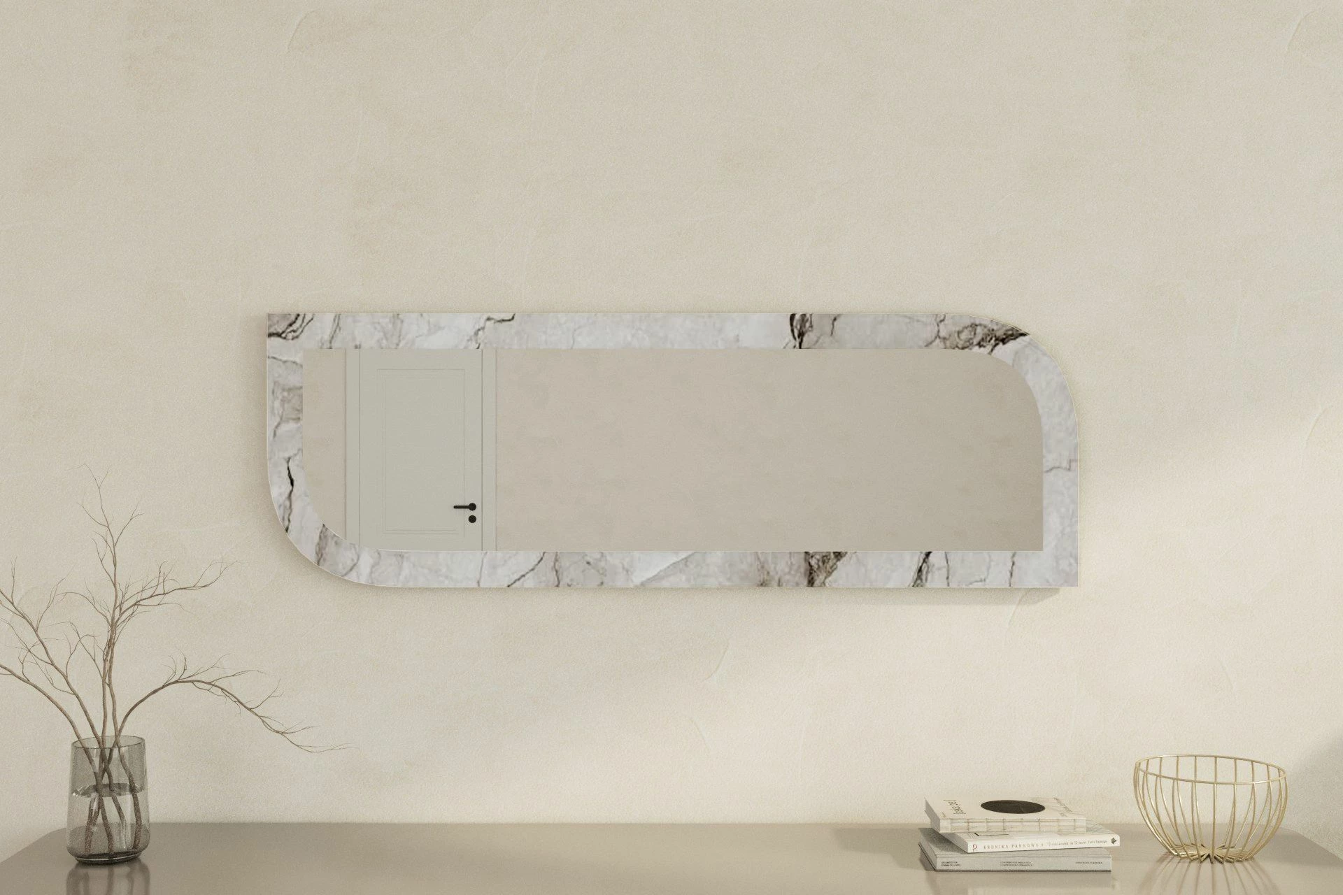 Pasqyrë Hanah Home, Arni, ngjyrë Ephesus dhe mermeri, 40x120cm