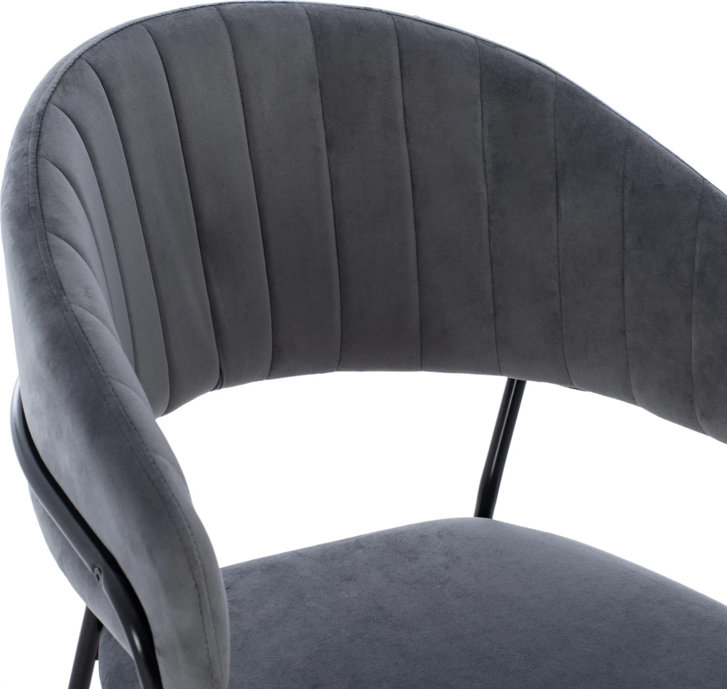 Karrige për bar, lartësi mesatare, ΗΜ8734.01, kadife gri me kornizë të zezë, 60x55x100 cm, set prej 2 copë