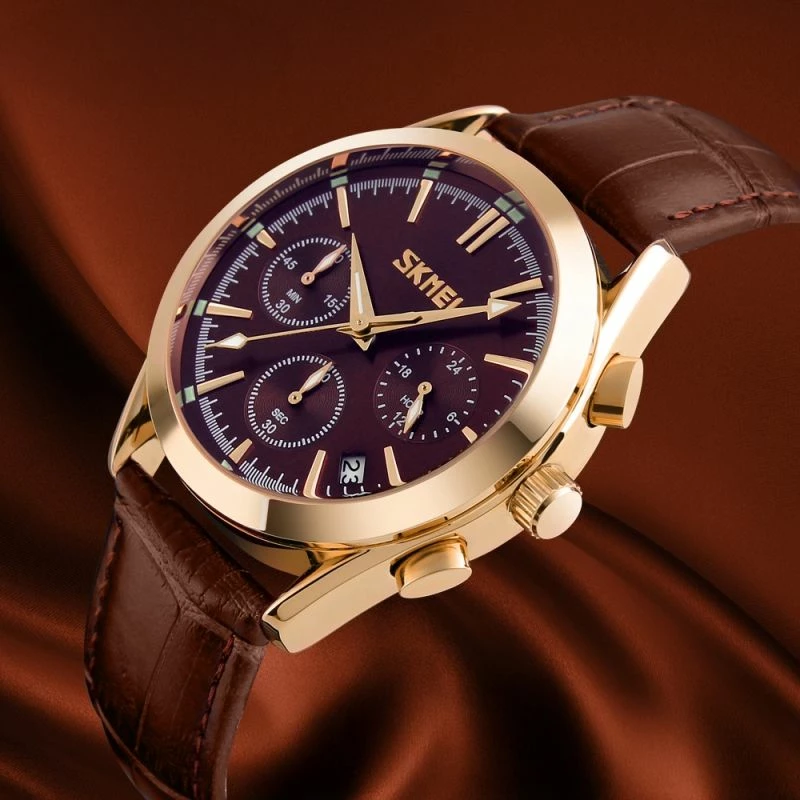 Orë dore për meshkuj Skmei, kafe