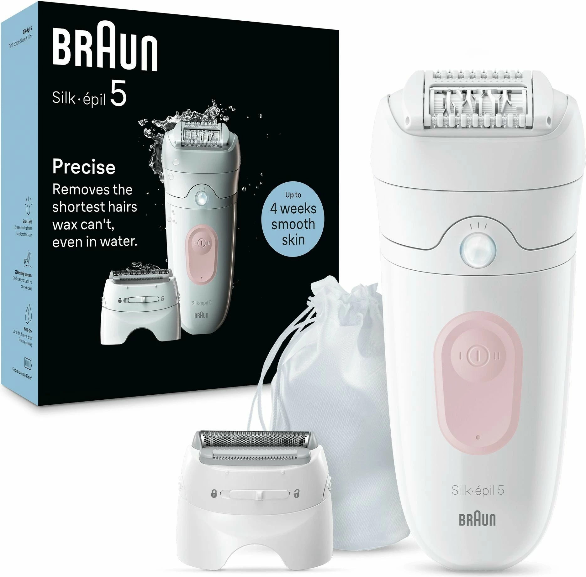 Epilator Braun Silk-épil 5 5-030, 28 pinceta, MicroGrip, 0.5 mm, pink, white