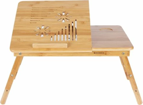 Mbajtëse laptopi SONGMICS LLD002, bambu, e palosshme, e rregullueshme 21-29 cm, 55 x 35 cm, me sirtar, natyrale