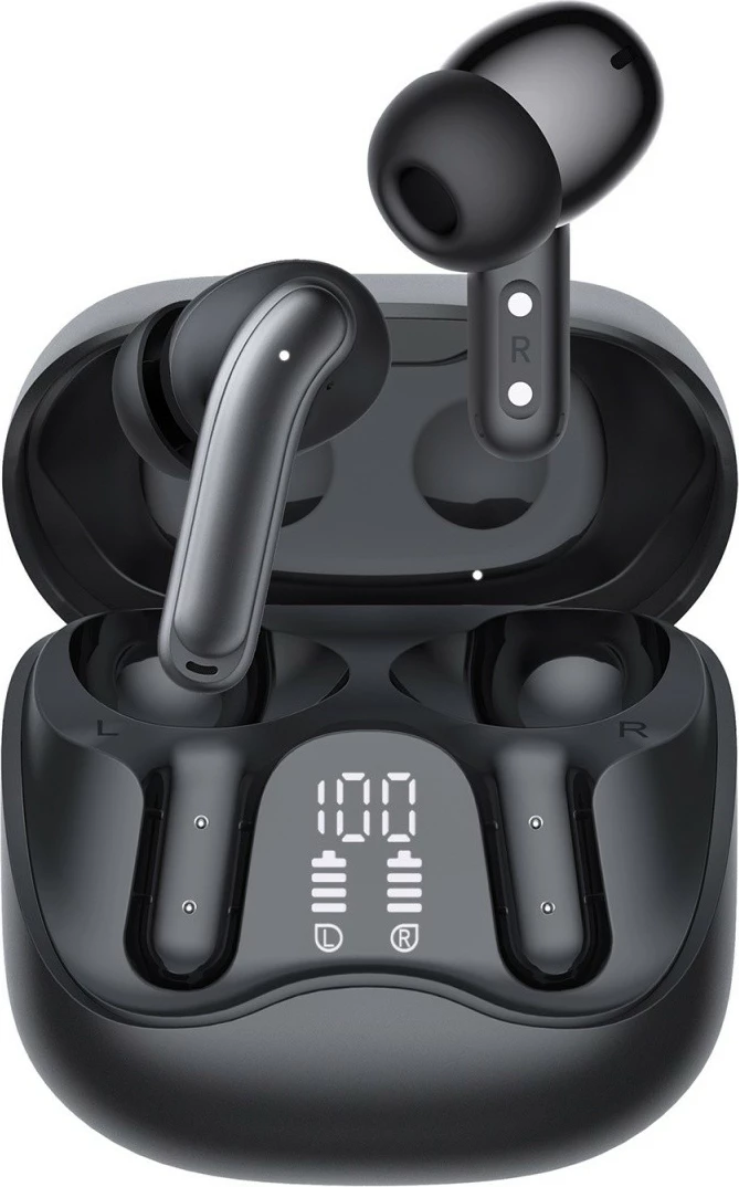 Kufje wireless Audiocore AC591 PRO me ANC/ENC, 6 mikrofona, Bluetooth 5.4, kuti karikimi USB‑C, e zezë