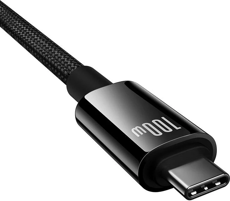 Kabllo USB-C në USB-C Baseus Tungsten Gold, 1.5m, 100W, e zezë