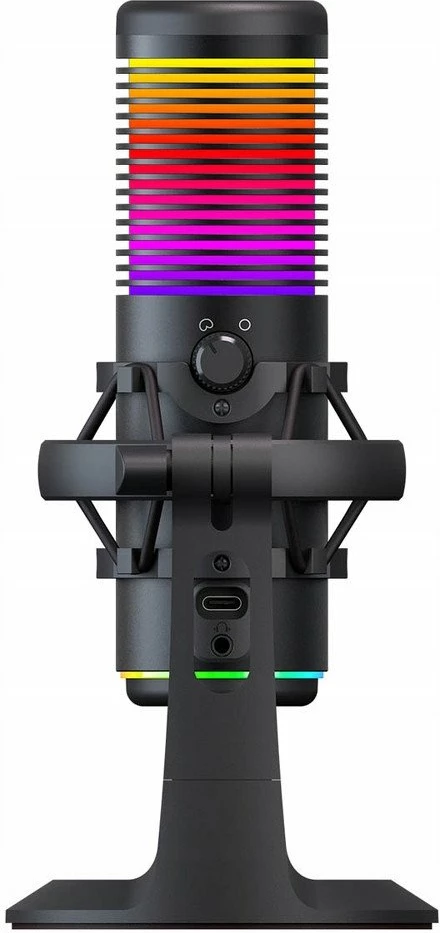 Mikrofon Rampage Bemol RGB USB-C/3.5mm, me tripod & shock mount, i zi