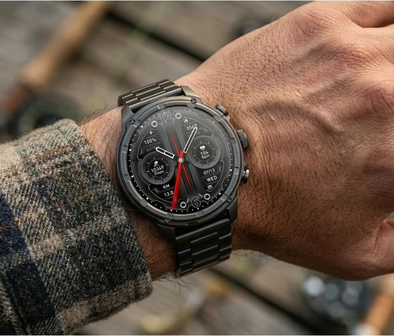 Smartwatch për meshkuj Gravity GT41-1, e zezë, me rrip dhe byzylyk
