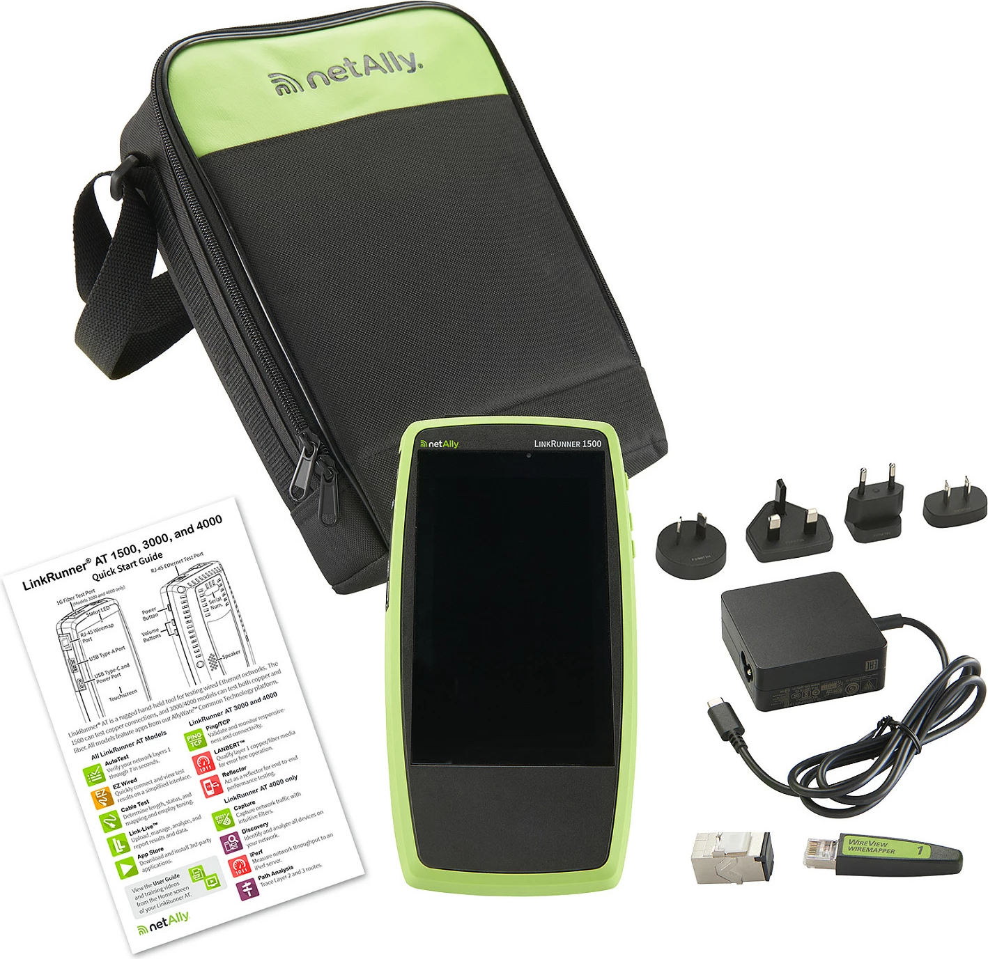 Tester rrjeti NetAlly LinkRunner AT 1500, LCD, bateri e rimbushshme, i gjelbër