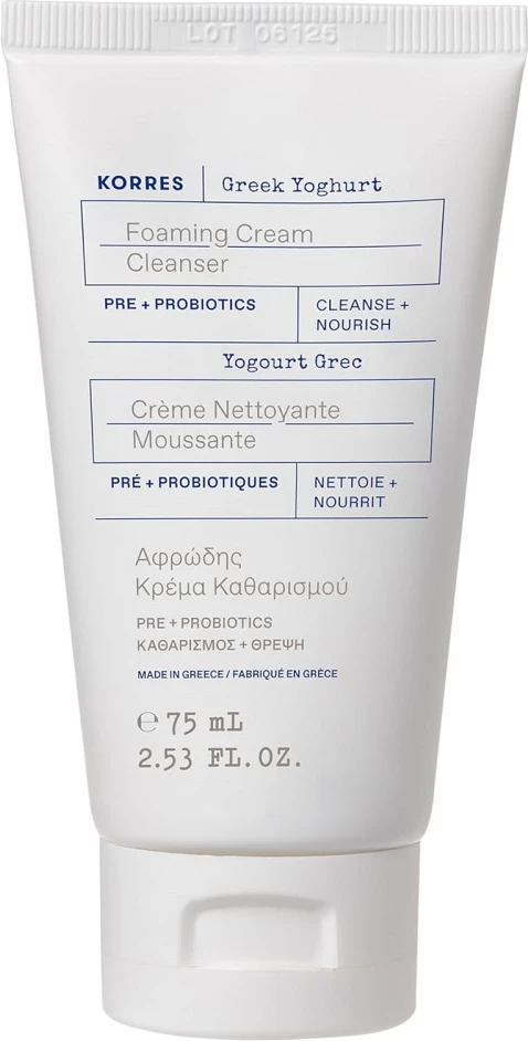 Xhel pastrues fytyre Korres Greek Yogurt Creamy Face Wash Gel për femra, 75ml