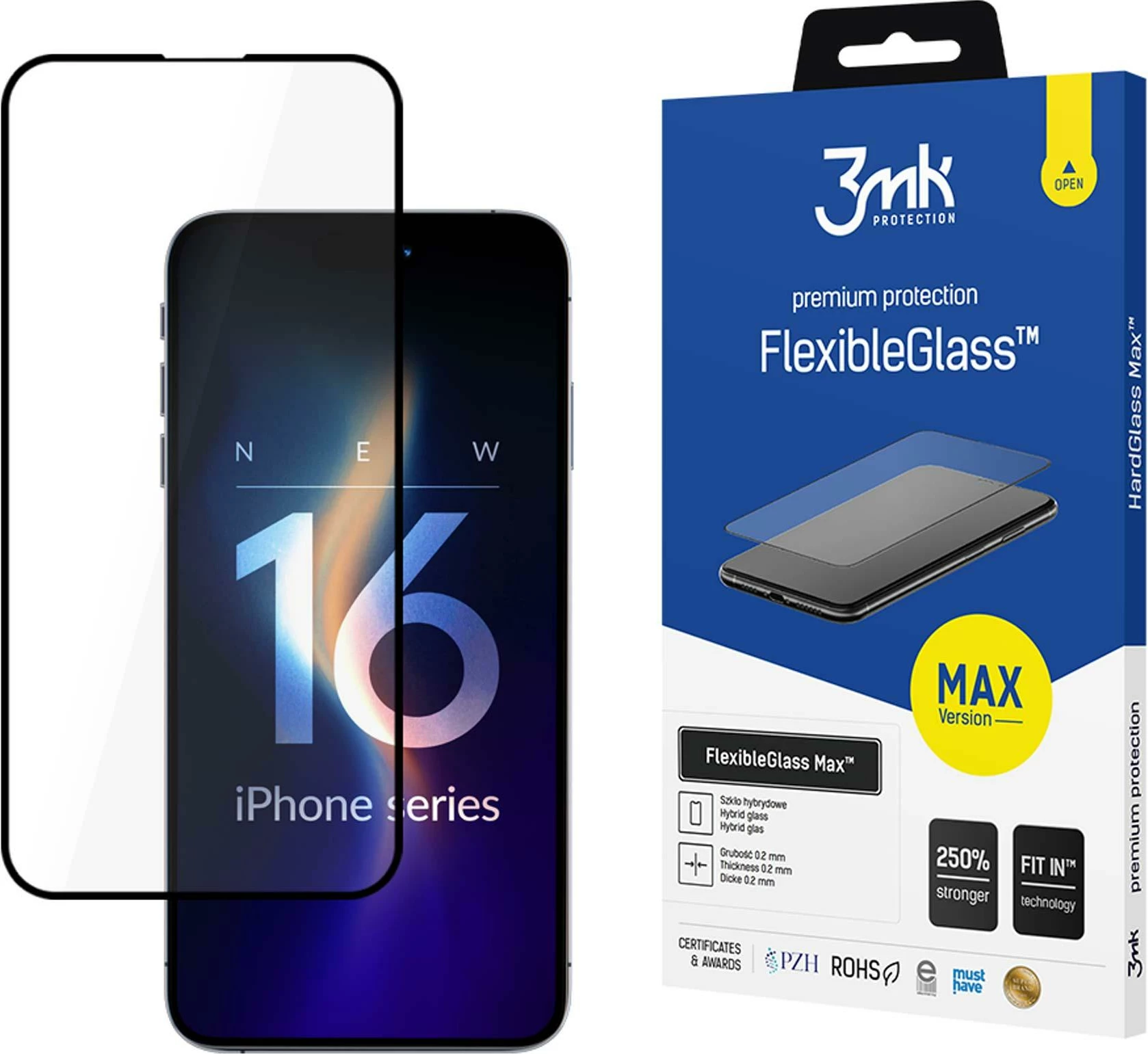 Xham mbrojtës FlexibleGlass Max 3mk për iPhone 16 Pro, i tejdukshëm