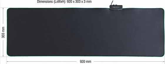 Mauspad DeLOCK 12555, RGB LED, 920x303mm, kabllo 2m, i zi