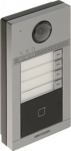 Videodomofon Hikvision DS-KV8413-WME1(B)/SU Wi‑Fi/IP, kamerë 2MP, PoE, IP65, 4 butona, gri/zezë