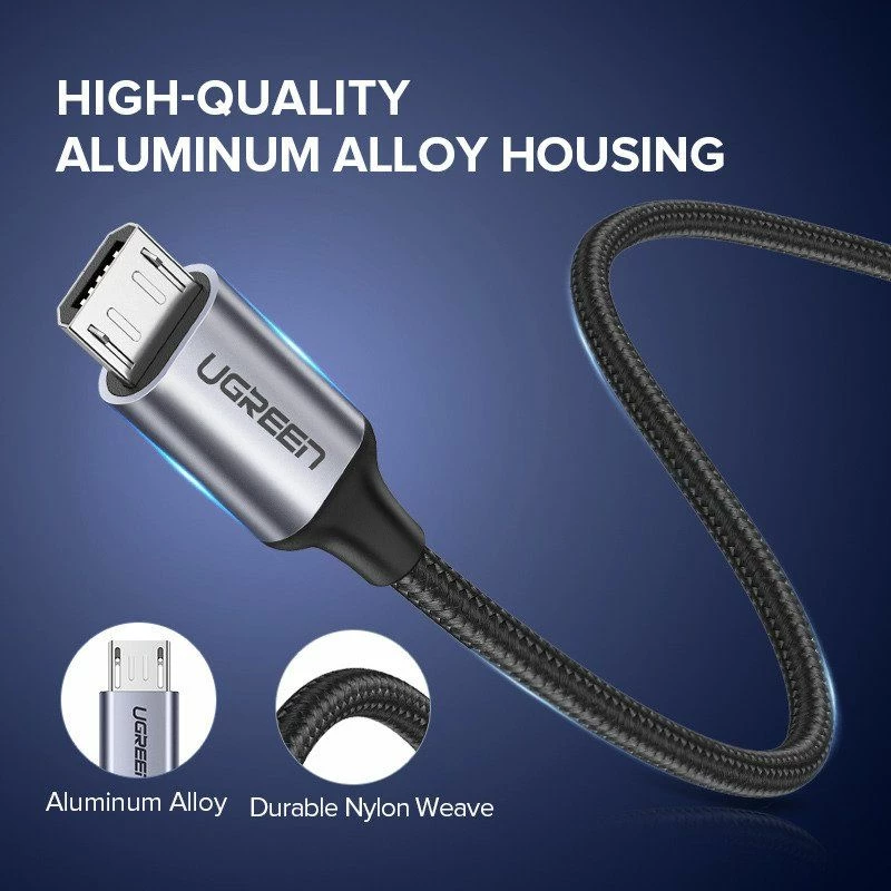 Kabllo USB-A në microUSB Ugreen US290 (60151) 1 m USB 2.0 2.4A e bardhë