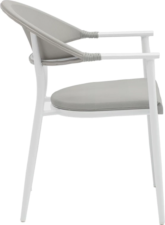 Tavolinë me karrige Kliton-Pino set prej 5 copash alumin në ngjyrë të bardhë 150x80x74cm