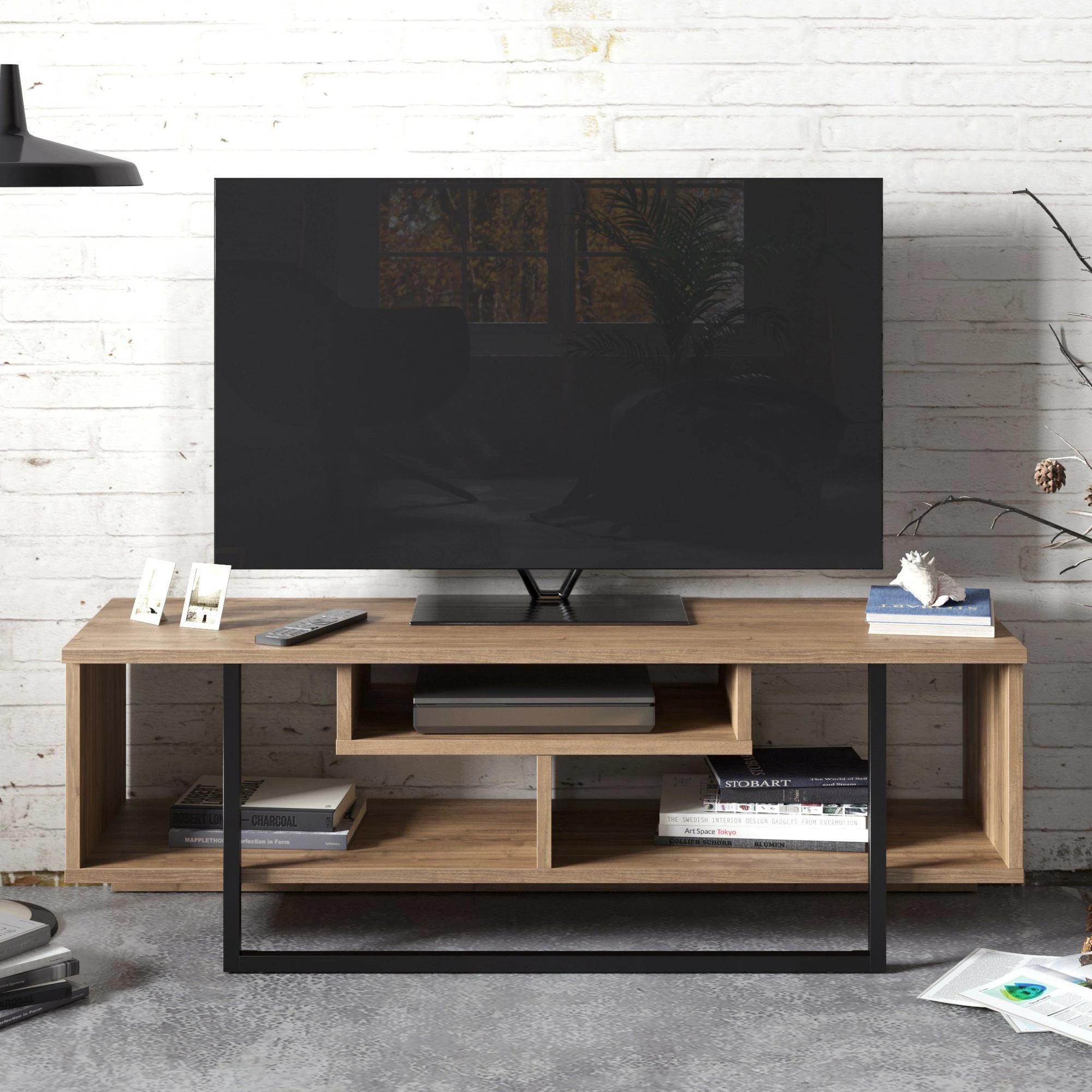Komodë TV Hanah Home, Asal (120), ngjyrë arre, e zezë