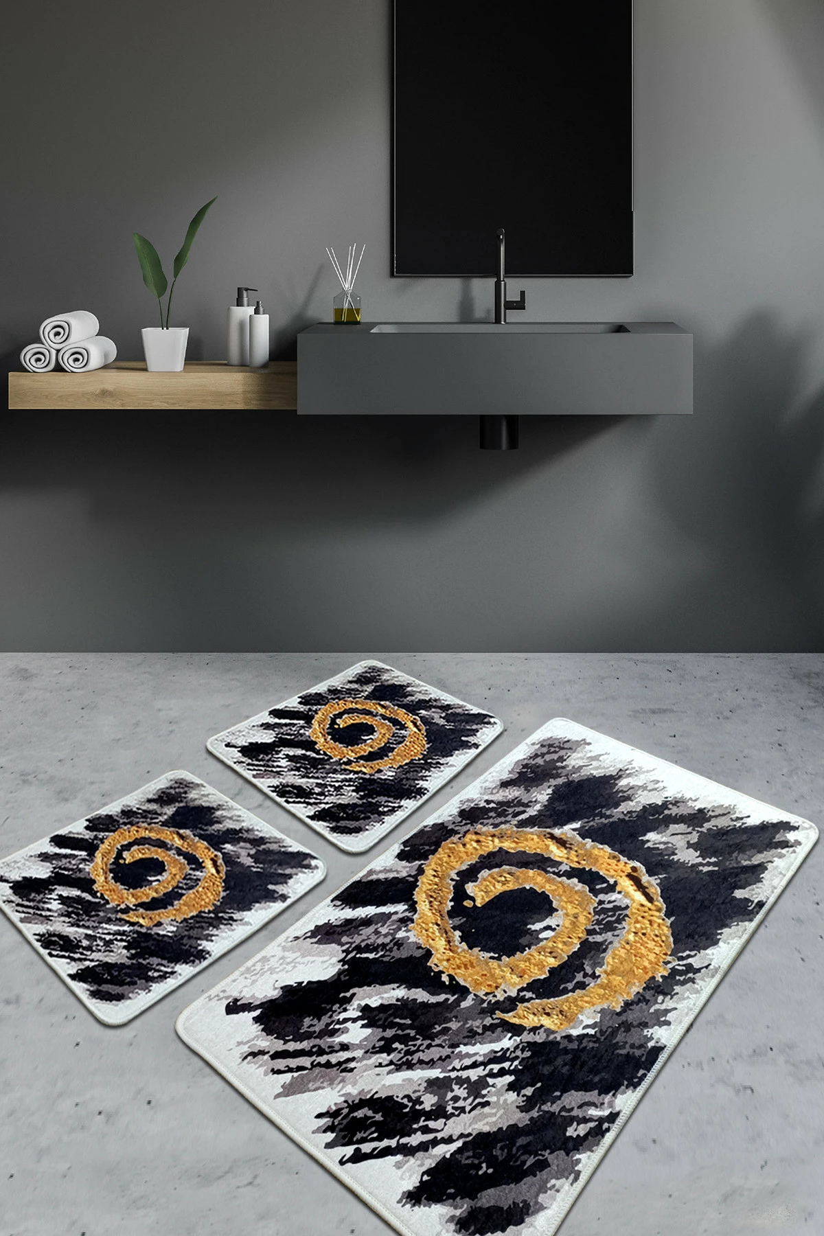 Set tapetash për banjo, 3 copë, Mijölnir, Dagger, ngjyrë e zezë, e bardhë dhe ari