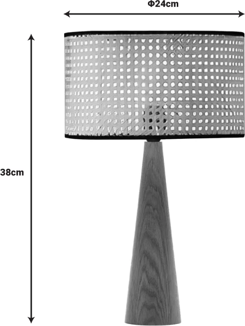 Llambë tavoline Retroa, dru ahu, ratan PE, ngjyrë natyrale, D24x38cm