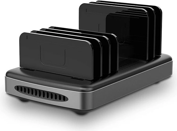 Stacion karikimi USB LINDY 6-Port 160W, 3x USB-C PD + 3x USB-A, zi/gri