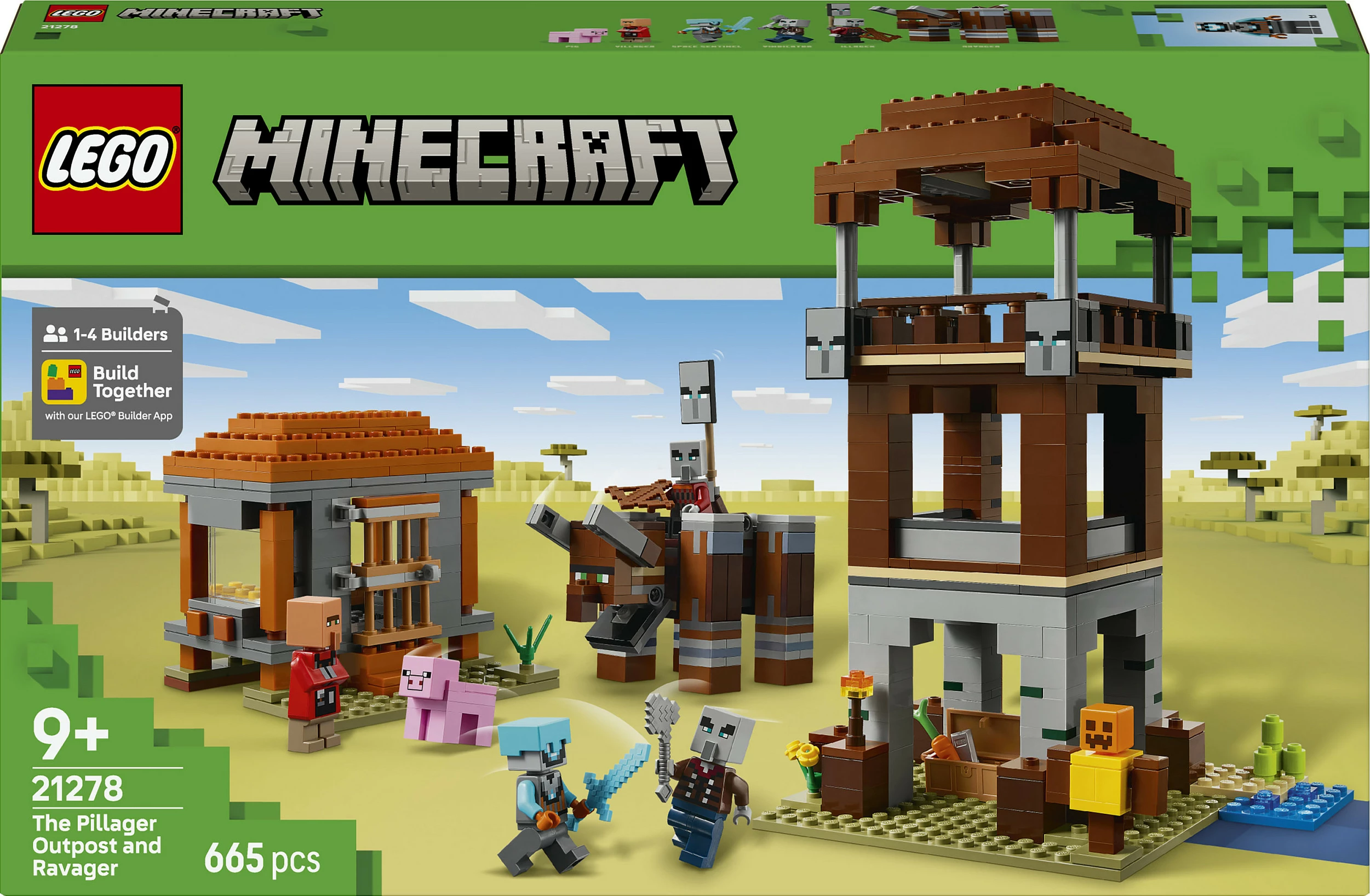 Set ndërtimi LEGO Minecraft The Pillager Outpost and Ravager 21278, 665 copë, shumëngjyrësh