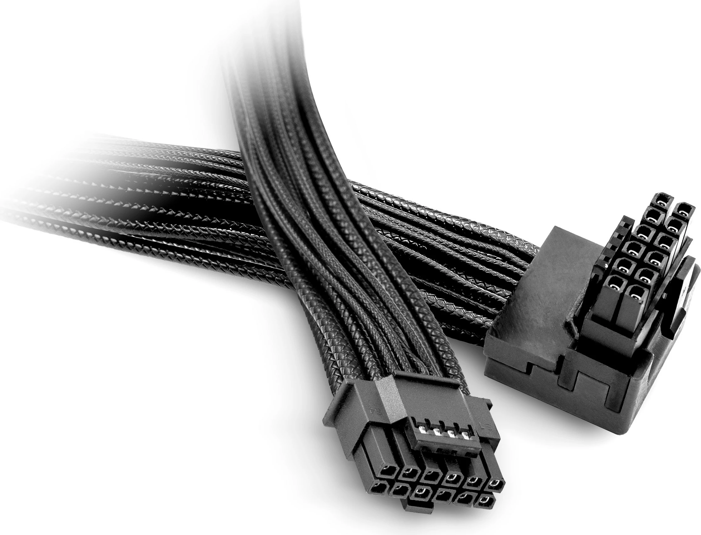 Kabllo energjie be quiet! 12V-2x6 / 12VHPWR 90°, 0.7m, e zezë