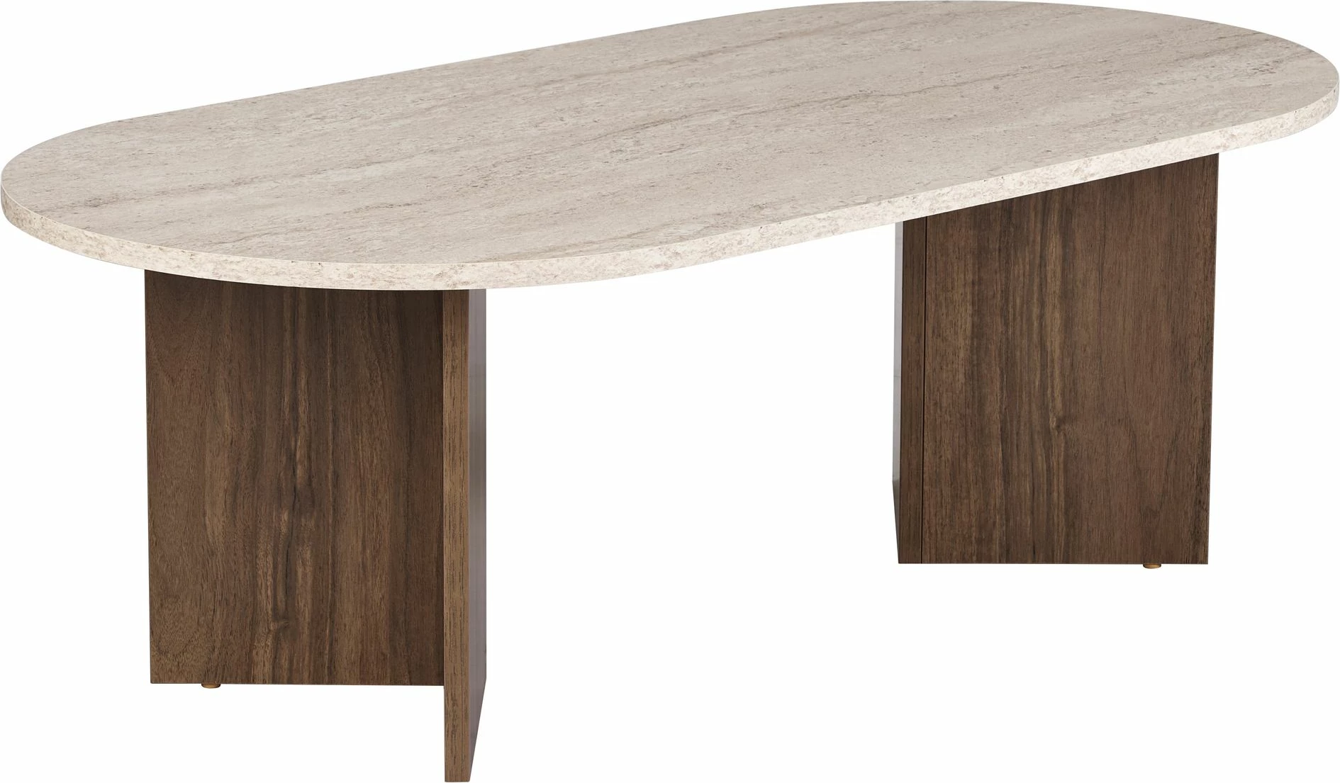 Tavolinë kafeje Nordure, ngjyrë travertin, arrë