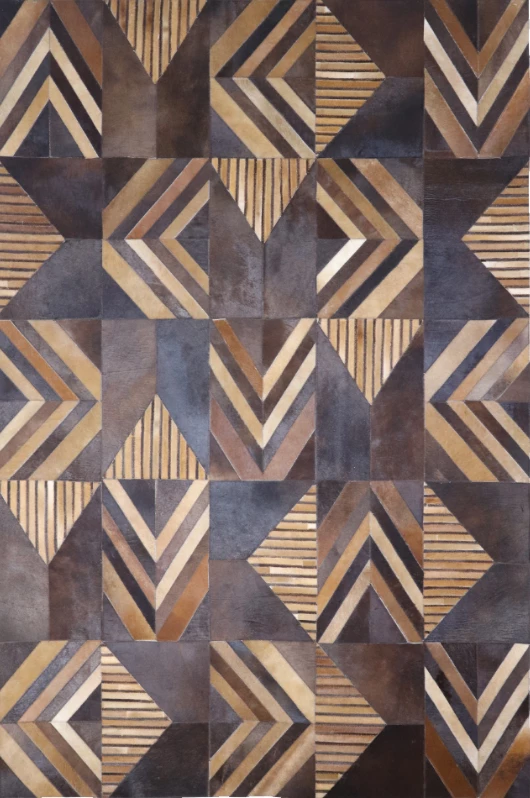 Qilim VICTORY për dhomë dite, lëkurë-lesh, 160x240cm, ngjyrë e zezë-kafe