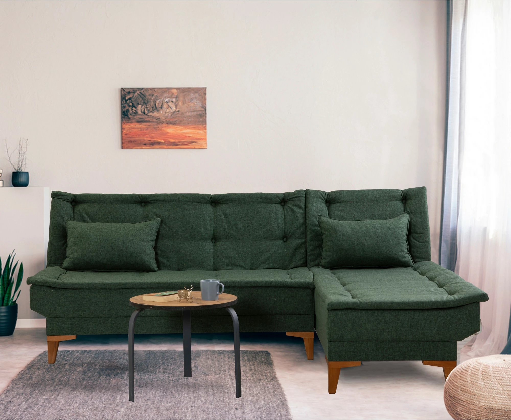 Kënd-sofë krevati Atelier del Sofa, ngjyrë e gjelbër, Santo