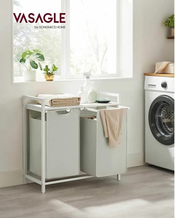 Shportë rrobash VASAGLE BLH201W01, 2 ndarje 92 L, me raft, 73x33x72 cm, e bardhë