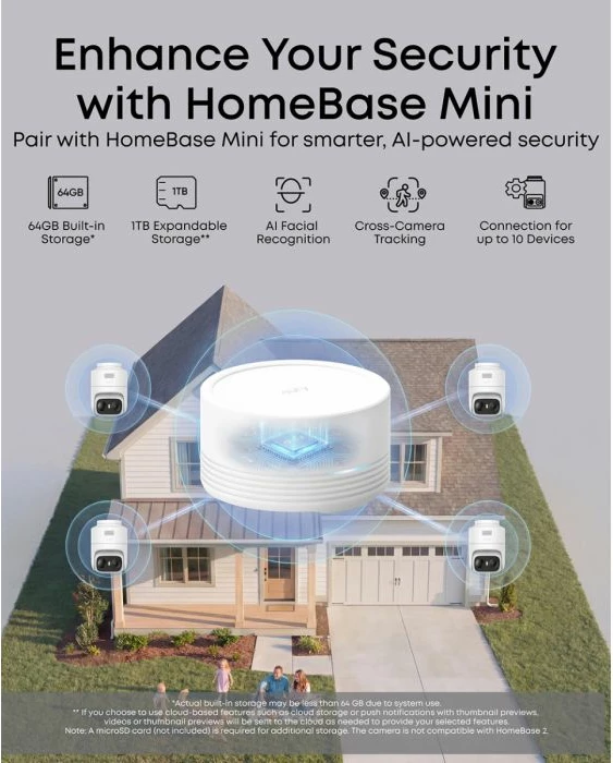 Kamerë sigurie ANKER Eufy eufyCam C37 2K 360° AI tracking me panel diellor, e bardhë