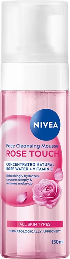 Shkumë pastruese për fytyrë Nivea Rose Touch për femra, 150ml