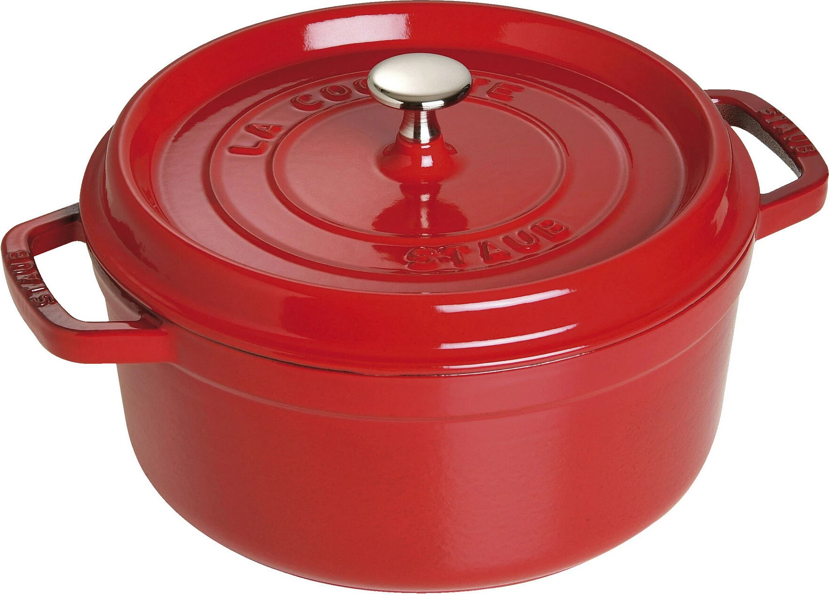 Tenxhere cocotte Staub 3.8L, gize, cherry e kuqe